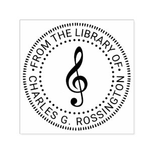 Music Treble Clef G Clef Round Library Name Permastempel