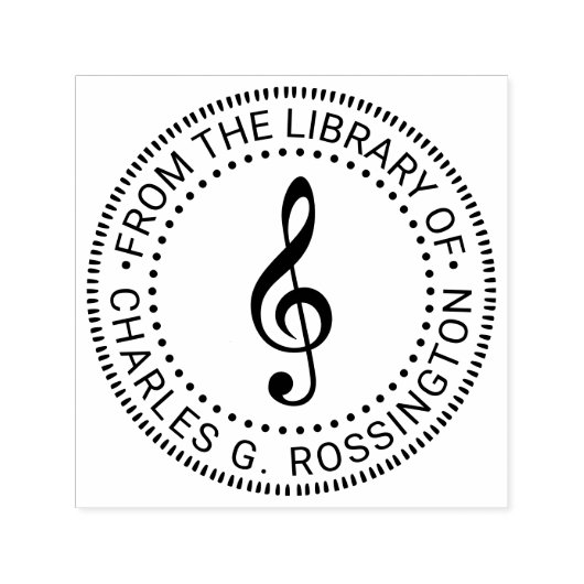 Music Treble Clef G Clef Round Library Name Permastempel (Design)
