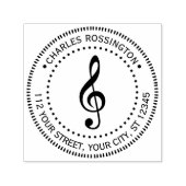 Music Treble Clef G Clef Round Name Rücksendeadres Permastempel (Design)