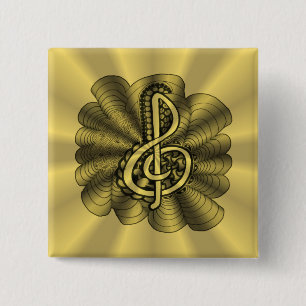 Music Treble Clef Gold angepasst Button