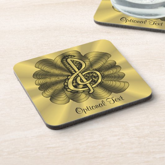 Music Treble Clef Gold angepasst Getränkeuntersetzer (Linke Seite)