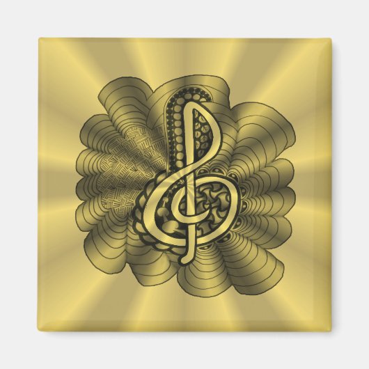 Music Treble Clef Gold angepasst Magnet (Vorne)