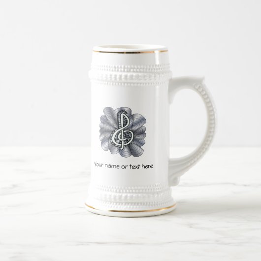 Music Treble Clef Silver Bierglas (Rechts)