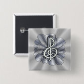 Music Treble Clef Silver Button (Vorne & Hinten)