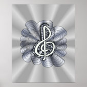 Music Treble Clef Silver Poster (Vorne)