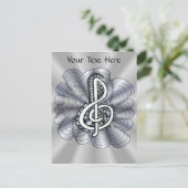 Music Treble Clef Silver Postkarte (Stehend Vorderseite)