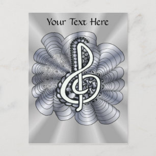 Music Treble Clef Silver Postkarte