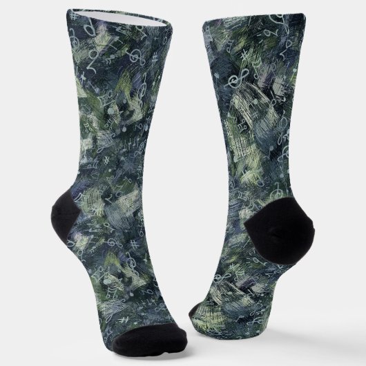 Music Treble Clef und Notes Abstraktes Muster Socken (Gewinkelt)