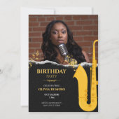 Music Trumpet Jazz Foto Geburtstag Einladung (Vorderseite)