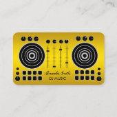 Music Turntable Black and Gold DJ Player Business Visitenkarte (Vorderseite)