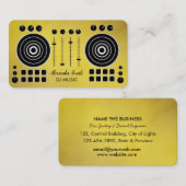 Music Turntable Black and Gold DJ Player Visitenkarte (Vorne/Hinten)