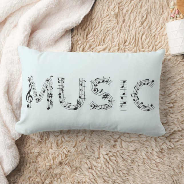 Music Typography Lumbar Throw Pillow Lendenkissen (Decke)
