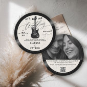 Music Vinyl All one Foto QR Rock Our Wedding Ecru Einladung