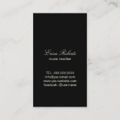 Music Vocal Teacher Moderne Black & Gold Musik Visitenkarte (Rückseite)