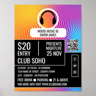 Music-Wave-Logo für das Headphone, Berufliche DJ-W Poster