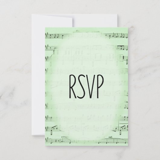Music Wedding Green UAWG with Menu RSVP Karte (Rückseite)