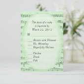 Music Wedding Green UAWG with Menu RSVP Karte (Stehend Vorderseite)