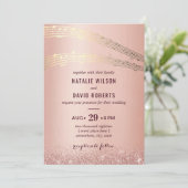 Music Wedding Modern Rose Gold Hintergrund Einladung (Stehend Vorderseite)