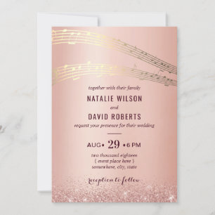 Music Wedding Modern Rose Gold Hintergrund Einladung