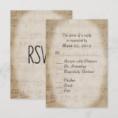 Music Wedding RSVP mit Menü Karte (Vorne/Hinten)