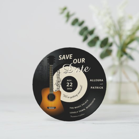 Music Wedding Save the Date Vinyl Festival QR Code (Stehend Vorderseite)