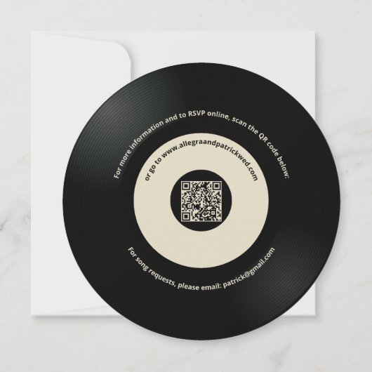 Music Wedding Save the Date Vinyl Festival QR Code (Rückseite)