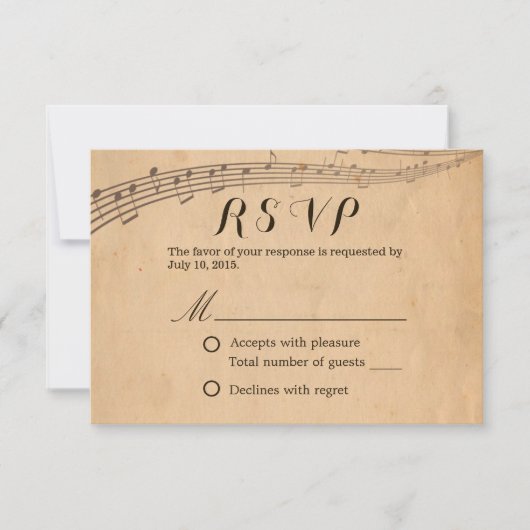 Music Wedding Vintag Musical Response UAWG RSVP Karte (Vorderseite)