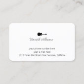 Music White Business Card mit schwarz. Gitarre Visitenkarte (Rückseite)