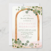 Music Wooden Arch Eukalyptus Pink Brautparty Einladung (Vorderseite)