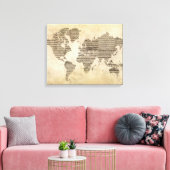 Music World Map Leinwanddruck (Insitu (Wohnzimmer))