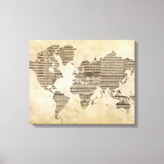 Music World Map Leinwanddruck (Vorderseite)