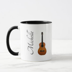 Musical Acoustic Gitarre Schwarz-weiß Tasse