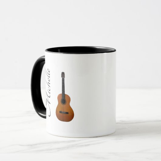 Musical Acoustic Gitarre Schwarz-weiß Tasse (Vorderseite Links)