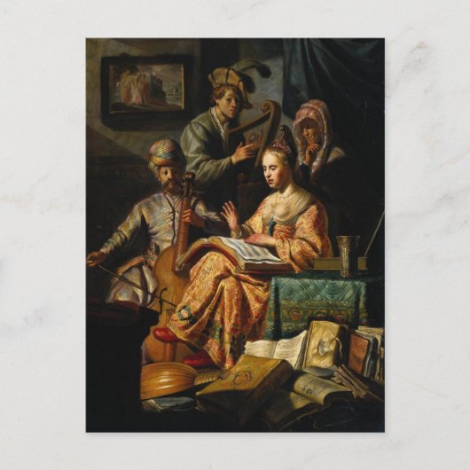 Musical Allegory von Rembrandt Postkarte (Vorderseite)