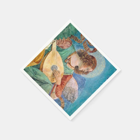 Musical angel playing guitar serviette (Ecke)