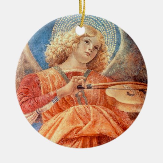 Musical angel playing the violin fresco keramik ornament (Vorne)