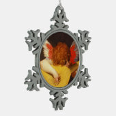 Musical Angel Vintag Schneeflocken Zinn-Ornament (Links)