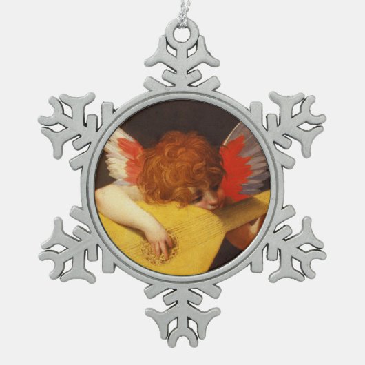 Musical Angel Vintag Schneeflocken Zinn-Ornament (Vorderseite)