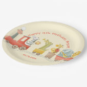 Musical Animal Train Birthday Pappteller (Schrägansicht)