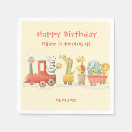 Musical Animal Train Birthday Serviette