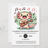 Musical Axolotl mit Ukulele Birthday Einladung (Vorderseite)