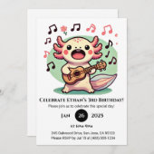 Musical Axolotl mit Ukulele Birthday Einladung (Vorne/Hinten)