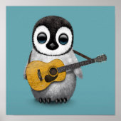 Musical Baby Penguin Gitarre Blue Poster (Vorne)