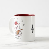 Musical Bard Kitty Cat mit Mandolin Two-Tone Coff Zweifarbige Tasse (Vorderseite Links)