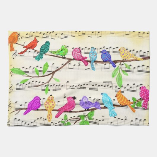 Musical Birds Kitetücher Geschirrtuch (Horizontal)