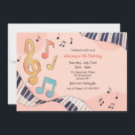 Musical Birthday Party Einladung<br><div class="desc">Ein rosa auf rosa Aquarelleinladung mit musikalischen Noten und Klaviertasten. (Music watercolor Vektor erstellt von freepik - www.freepik.com). Die Karte lässt sich leicht mit Ihren Formulierungen, Schriftart und Schriftart anpassen. Nicht genau das, was Sie suchen? Alle unsere Produkte können auf Ihre Bedürfnisse zugeschnitten werden, ohne Aufpreis. Kontaktieren Sie uns einfach...</div>