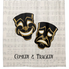 Musical Black & Gold Comedy und Tragedy Duschvorhang