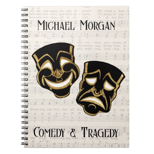 Musical Black & Gold Comedy und Tragedy Notizblock (Vorderseite)