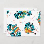Musical Blue Racoons Postkarte (Vorne/Hinten)