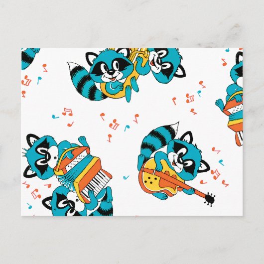 Musical Blue Racoons Postkarte (Vorderseite)